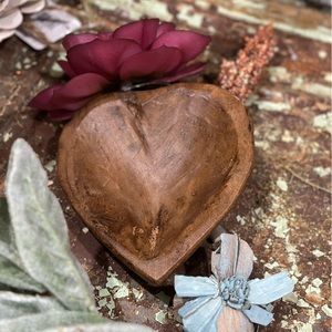 Handmade Wooden Heart Shaped Bread Bowl